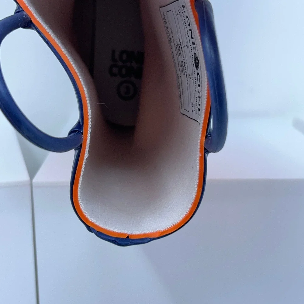 Lone Cone Kids Size 3 Orange Dinosaur Pattern Rubber Rain Boots New